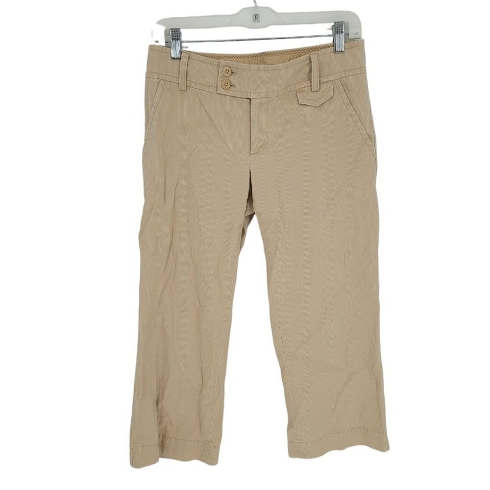 Lilly pulitzer womens 4 Tan stretch Palm beach fit textured capris pants